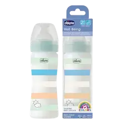 Well Being Anti-Colic Plastic Baby Bottle with Silicone Nipple medium flow 2m+ Mint 250ml _ Chicco