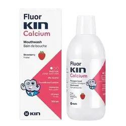 Fluor Calcium Mouthwash +5 Years Strawberry Flavour 500ml _ Kin