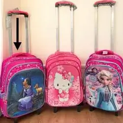Children's school bag with wheels, design for girls