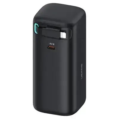 USAMS US-CD217 PD 45W Power Bank 18000mAh Dual Output Portable Charger with iP Magnetic Retractable Cable - Black