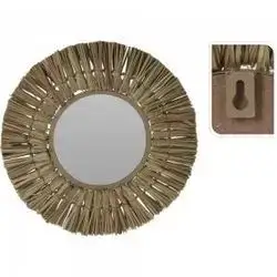 Mirror Raffia Natural D30Cm