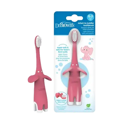 Infant To Toddler Toothbrush Pink Elephant 0-3 Years _ Dr. Brown's