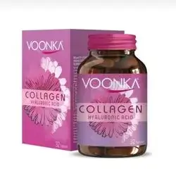 voonka collagen with hyaluronic acid 32tablet( hydrolyzed collagen 750mg + hyaluronic acid 150mg + vitamin c , ginko ,biotin , selenyum ....)