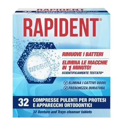 أقراص تنظيف أطقم الأسنان من رابيدنت - 32 قطعة//Rapident Tablets 32 Pieces