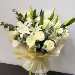 White Rose & White Lily Bouquet