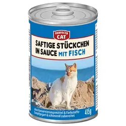 Perfecto Cat Juicy pieces in
sauce with fish x 415g