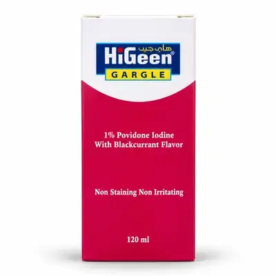 Higeen gargle 1% povidone iodine with blackcurrant flavor 120ml