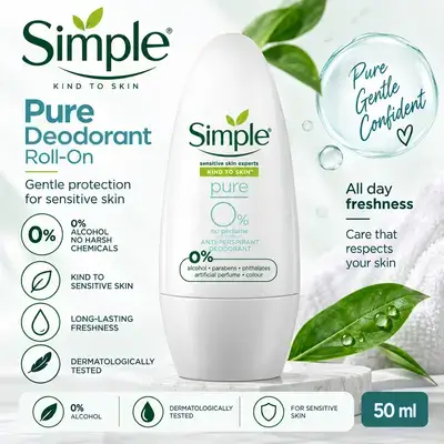 Simple Pure Deodorant Roll-On — 50 ml