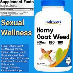 Nutricost, Horny Goat Weed, Epimedium, icariin Flavonoid, Sexual performance, Libido and erection, Stamina, Energy, desire, 180 Caps horny goat weed