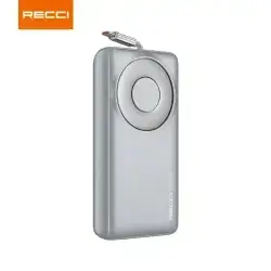 Recci RPB-P72 65W Retractable Cable Fast Charging Power Bank - Gray