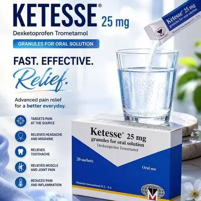 Ketesse 25mg (Dexketoprofen) granules for oral solution (1 sachet)