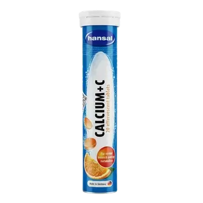 Calcium + C For Normal Bones & Energy Metabolism 20 Effervescent Tablets _ hansal