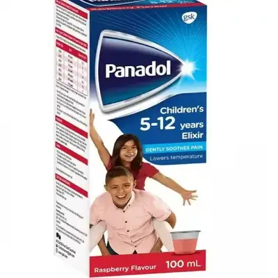 بانادول شراب للأطفال | Panadol Children’s 5-12 years مسكن وخافض للحرارة//Panadol Elixir 100 Ml Gently Soothes Pain