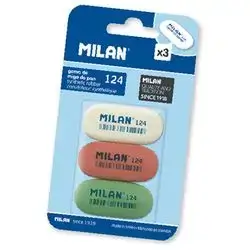 Milan Synthtc Rubbr Erasr 3pcs Ast
