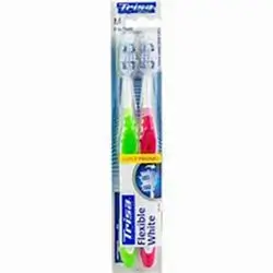 Trisa Flexible Duo Medium Toothbrush - White, 2 Pieces