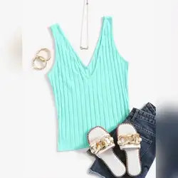 SHEIN Essnce Ladies' Solid Color Simple Knit Tank Top - Medium