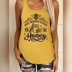Casual Letter Placement Print Crew Neck Tank Top - XL