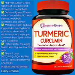 Turmeric Curcumin with Black Pepper Extract 12000 mg, Superb Quality, Ultra Potency, Turmeric Supplement, 95% Curcuminoids, Joint Comfort, Immune Support, digestive aid, 180 Caps Turmeric , كركمين 