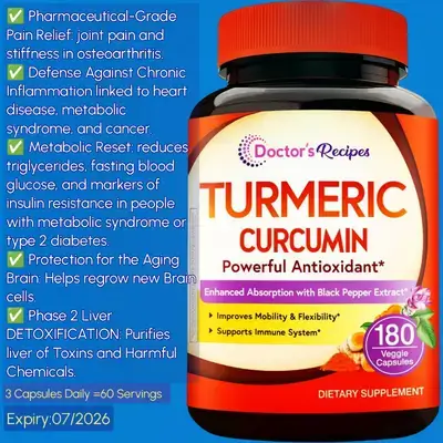 Turmeric Curcumin with Black Pepper Extract 12000 mg, Superb Quality, Ultra Potency, Turmeric Supplement, 95% Curcuminoids, Joint Comfort, Immune Support, digestive aid, 180 Caps Turmeric , كركمين