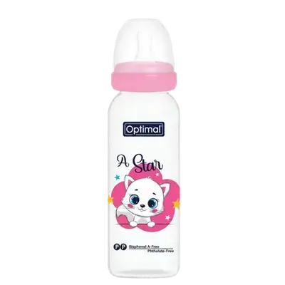 P.P Slim Waist Feeding Bottle 2 From 6-12 Months PINK 240ml OPB-1026 _ Optimal