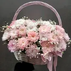 Basket Of Pink & White Flowers