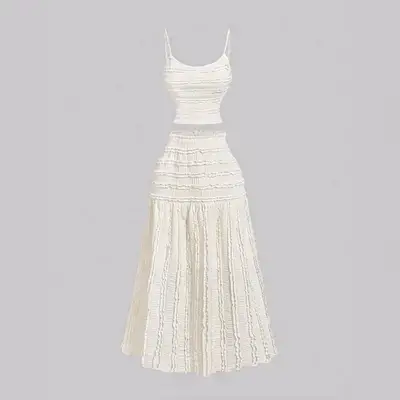 SHEIN MOD Elegant Ruffle Edge Camisole And Skirt 2 Pieces Set - Small