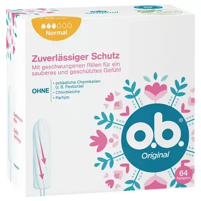 o.b. Original Tampons - normal 64 pieces//سدادات قطنية أصلية - عادية 64 قطعة