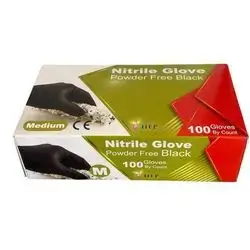 hfp nitrili gloves powder free black size medium 100 gloves