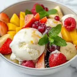 Fruit with Ice Cream Plate