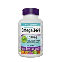 High Potency Omega 3-6-9 1200mg 60 Softgels _ Webber naturals