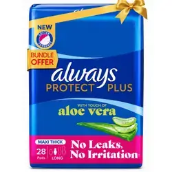 Always New Protect Plus, Thick, Long Sanitary Pads with aloe vera 28 pads