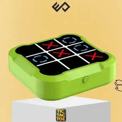 Electronic Tic-Tac-Toe Malfunction Board Game – Portable Indoor Educational Toy for Children & Party Gift (Tic Tac Toe XO X O) - Green