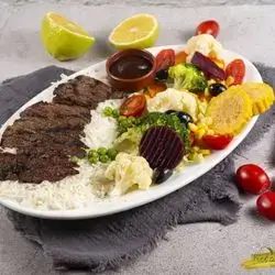 Americano Steak, Rice, and Steamed Vegetables