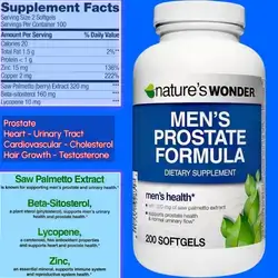 Men's Prostate Formula with Saw Palmetto, Beta-Sitosterol & Lycopene & Zinc & Copper, Supports Prostate & Heart & Cholesterol & Cardiovascular & Hair Loss & Testosterone, 200 Softgels Prostate