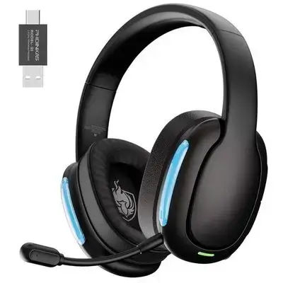 هێدفۆنی یاری بێ وایەر PS5 Phoinikas Q3 بۆ PS4، کۆمپیوتەر، سویچ، 2.4Ghz هێدفۆنی یاری بێ وایەر لەگەڵ مایک، دەنگی 7.1 ستێریۆ، پاتری 30h، هێدسێتی گەیمەر بۆ ئێکس بۆکس/لاپتۆپ/ماک/فۆن (ڕەش)