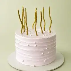 Pink Cake With Gold Candle (10  People)