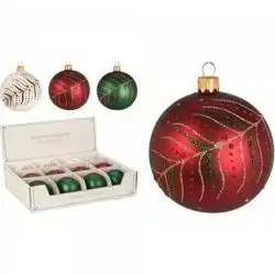 Koopman Xmas Ball 80Mm With Leaf 3Ass