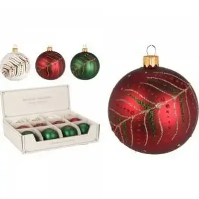 Koopman Xmas Ball 80Mm With Leaf 3Ass