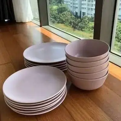 Pink Plate Set (18 Pieces) Don'T Worry About It