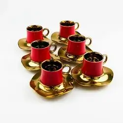 Set Of 6 Red Gold Cups 04