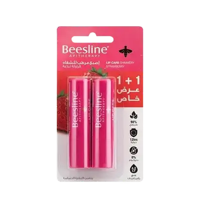 Lip Care Shimmery Strawberry 1+1 4g _ Beesline
