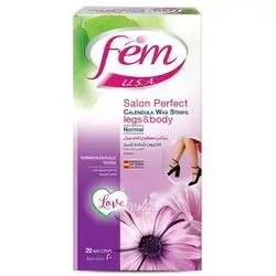 Fem USA Bikini and Underarms Wax Strips for Normal Skin Enriched with Calendula 20pcs