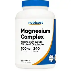 magnesium complex mg oxide ,citrate and glycinate  500 mg 240 cap nutricost