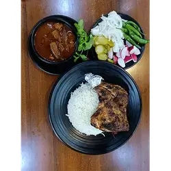 Quarter Grilled Chicken with Rice and Okra Broth