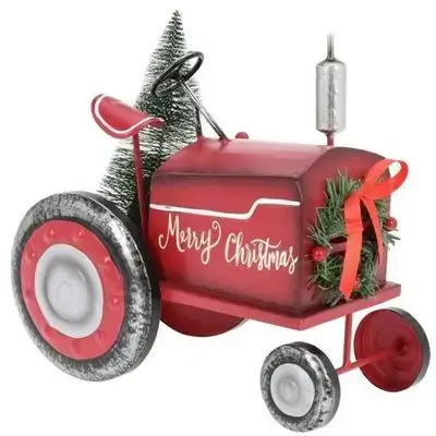 Tractor Metal Xmas 29X16X23Cm