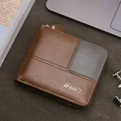 HOVI'S Fashion Retro Men's Short Wallet Multi Card Position Large Capacity 
