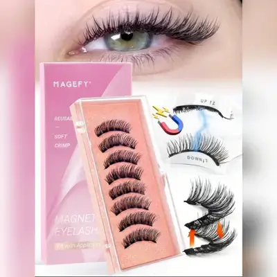 2 Pairs Magnetic False Eyelashes Kit With Tweezers