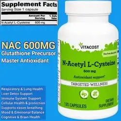 N-Acetyl L-Cysteine, 600 mg per Capsule, NAC, Glutathione Precursor, free form Amino Acid, Respiratory & Lungs, comfort breathing, cell protection, brain and cognitive, 120 Capsules nac