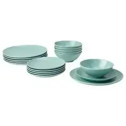 Green Dish Set, 18 Pieces, With A Washing Machine And Microwave