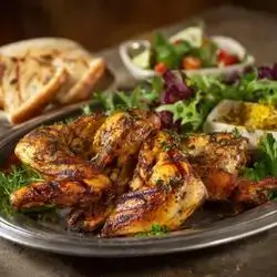 Grilled Chicken with Bread and Salad